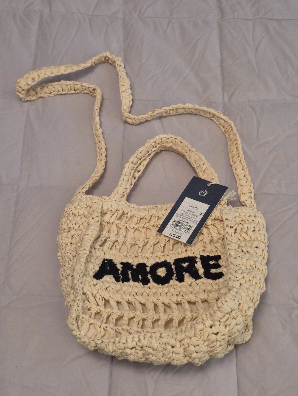 NWT Universal Thread Cream Colored Raffia Crocheted Bag
